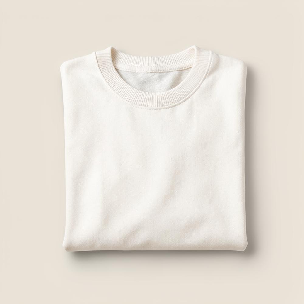 Sweat Crew Everyday crème plié sur fond beige clair